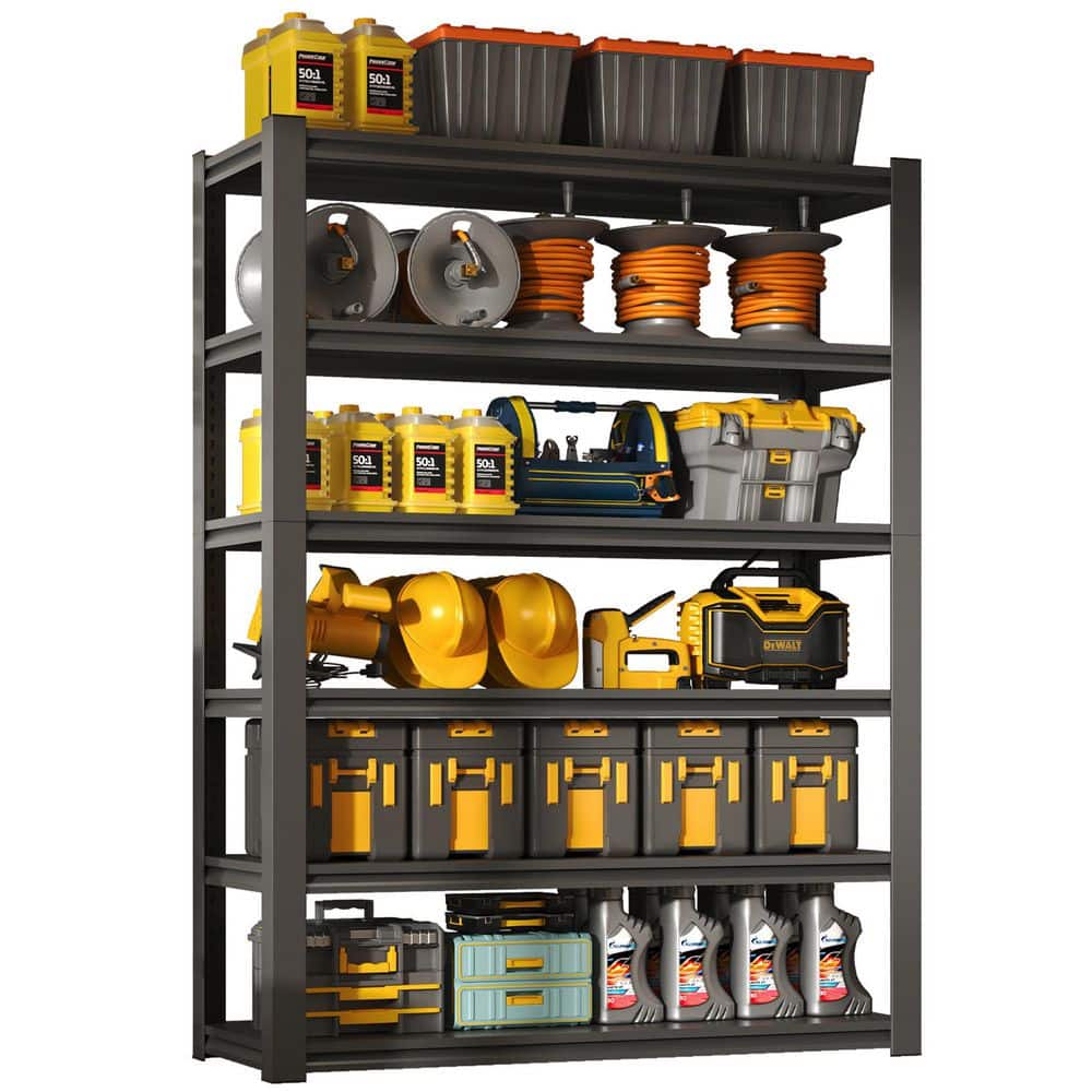 6-Tiers Heavy Duty Metal Adjustable Garage Storage Shelving Unit in Black (48 in. W x 82.4 in. H x 18 in. D) price history on PriceWatchPro