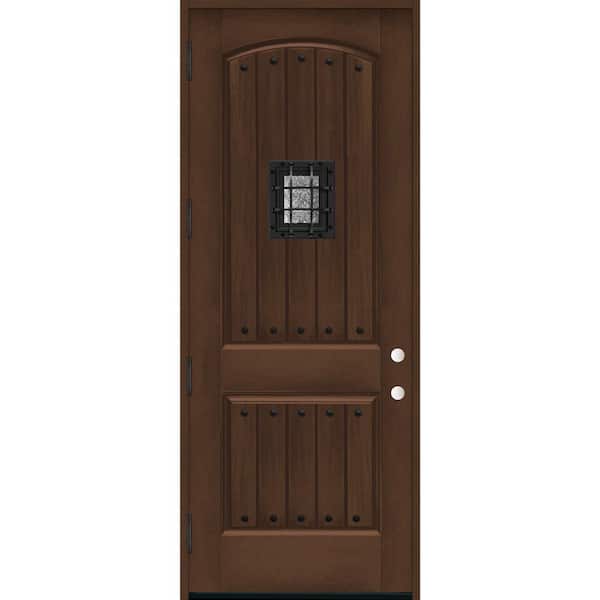 Steves & Sons 36 in. x 96 in. 2-Panel Right-Hand/Outswing Hickory Stain Fiberglass Prehung Front Door with 4-9/16 in. Jamb Size