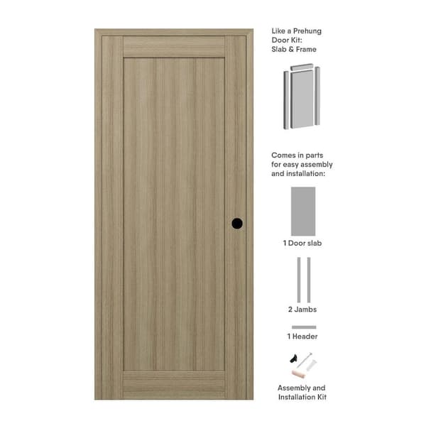 Belldinni 1 Panel Shaker 30 in. x 84 in. Left Hand Active Shambor Wood DIY-Friendly Single Prehung Interior Door