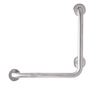 16 in. x 16 in. Left Hand Vertical Angle Grab Bar in Satin Peened