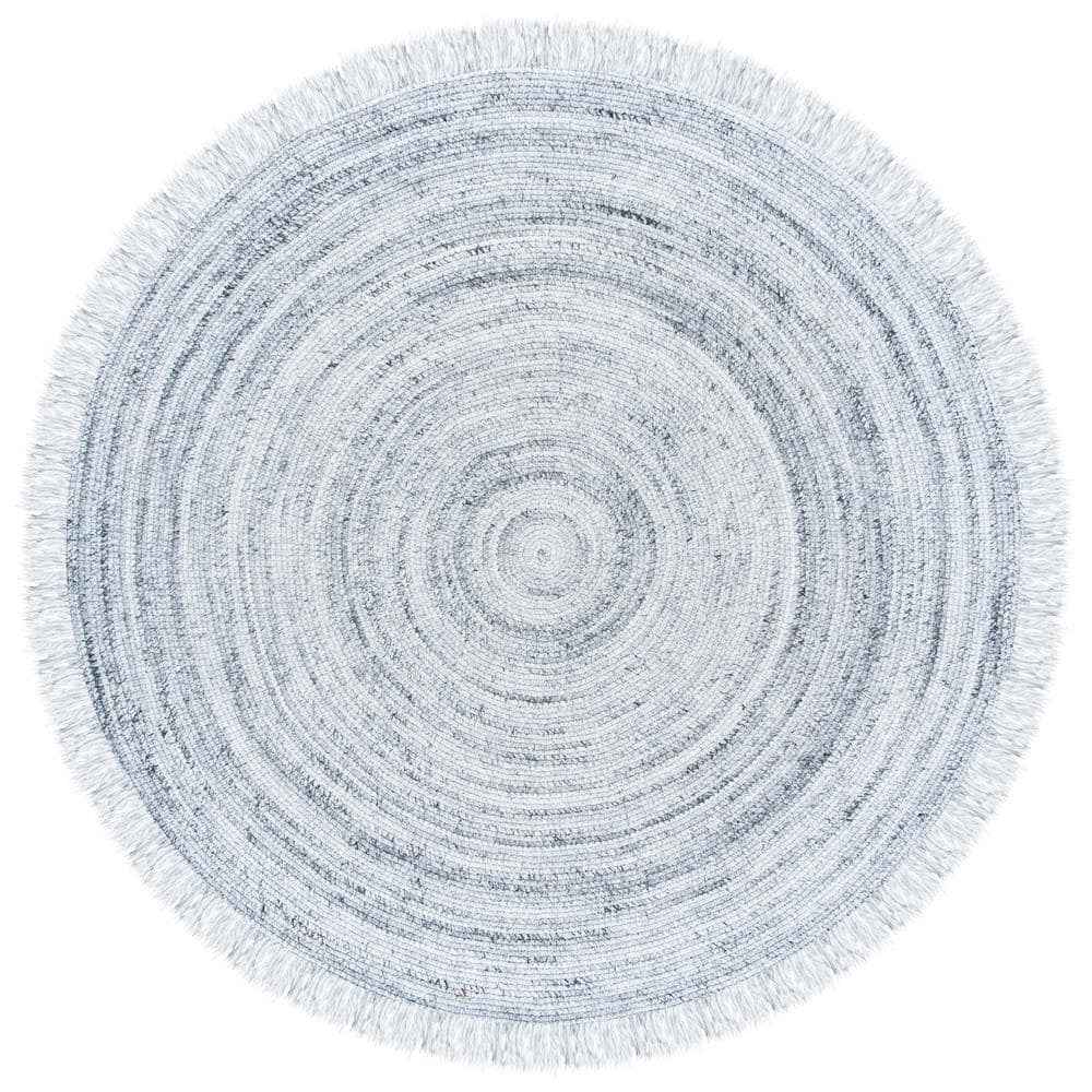Braided Light Gray 5 ft. x 5 ft. Abstract Striped Round Area Rug price history on PriceWatchPro