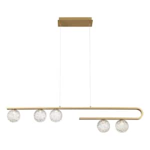 Phillimore 5-Light Integrated Brushed Gold Pendant Light with Clear Glass Shade