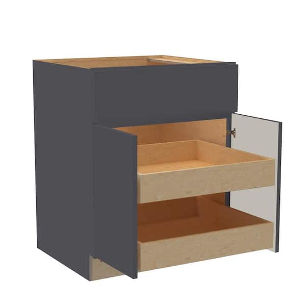 Home Decorators Collection Hargrove 24 in. W x 24 in. D x 34.5 in. H Assembled Plywood Base Kitchen Cabinet in Valiant Onyx with 2ROT Soft Close