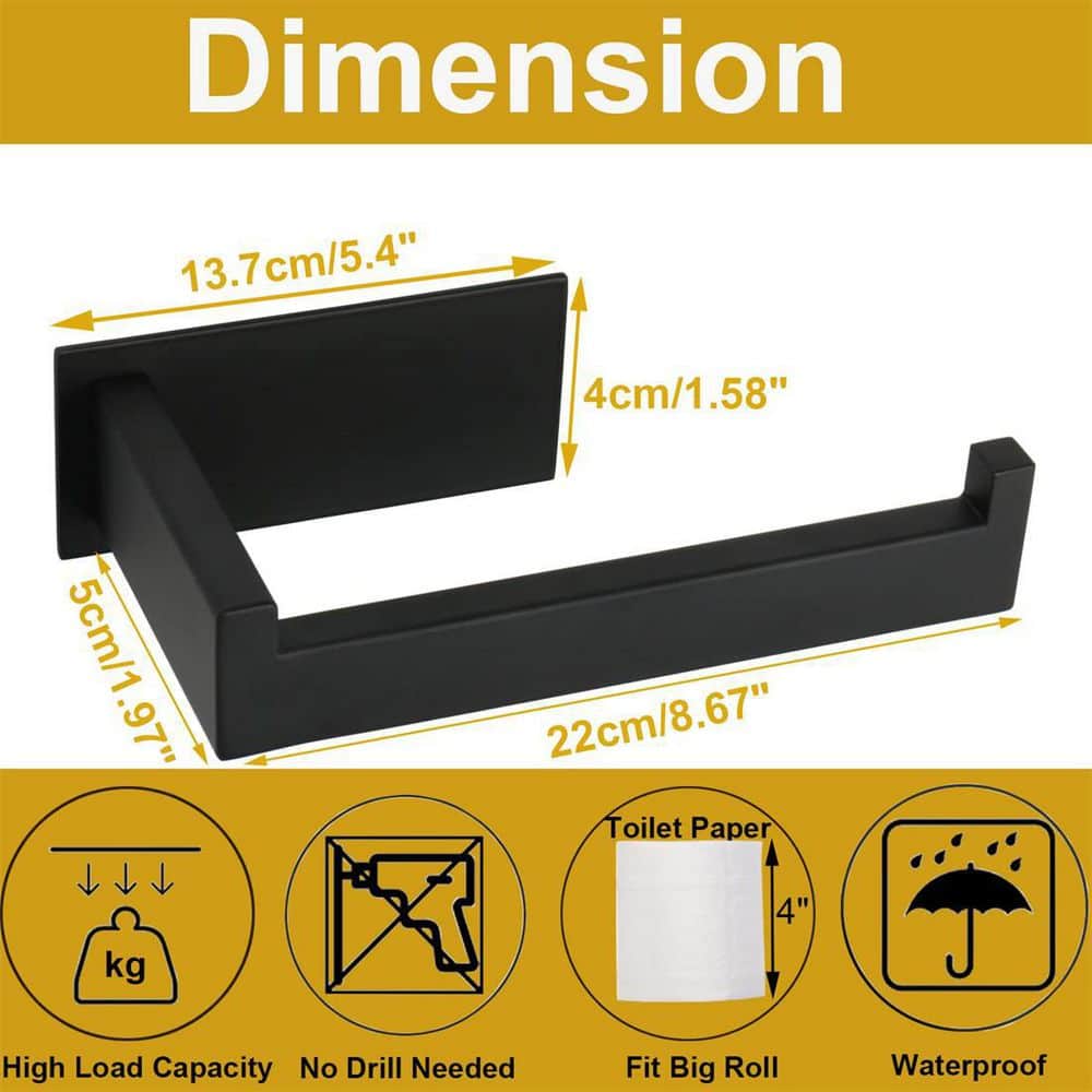 Matte Black Stainless Steel Wall Mounted Toilet Paper Holder