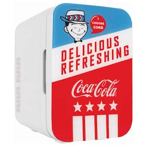 Coca-Cola Americana 0.35 cu. ft. Retro Mini Fridge in Red/White/Blue without Freezer