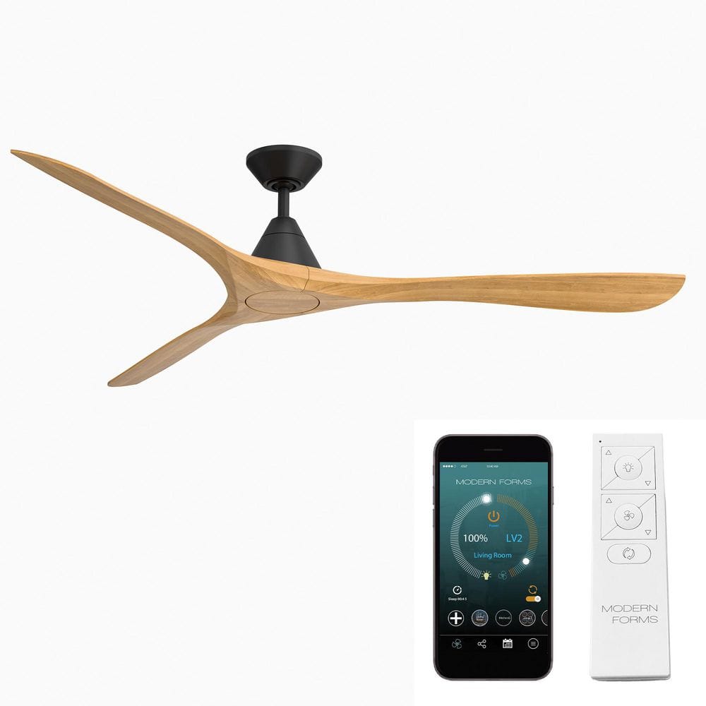 Carve 72 in. Smart Indoor/Outdoor Matte Black/Honey Oak Downrod Mount Standard Ceiling Fan with Remote price history on PriceWatchPro