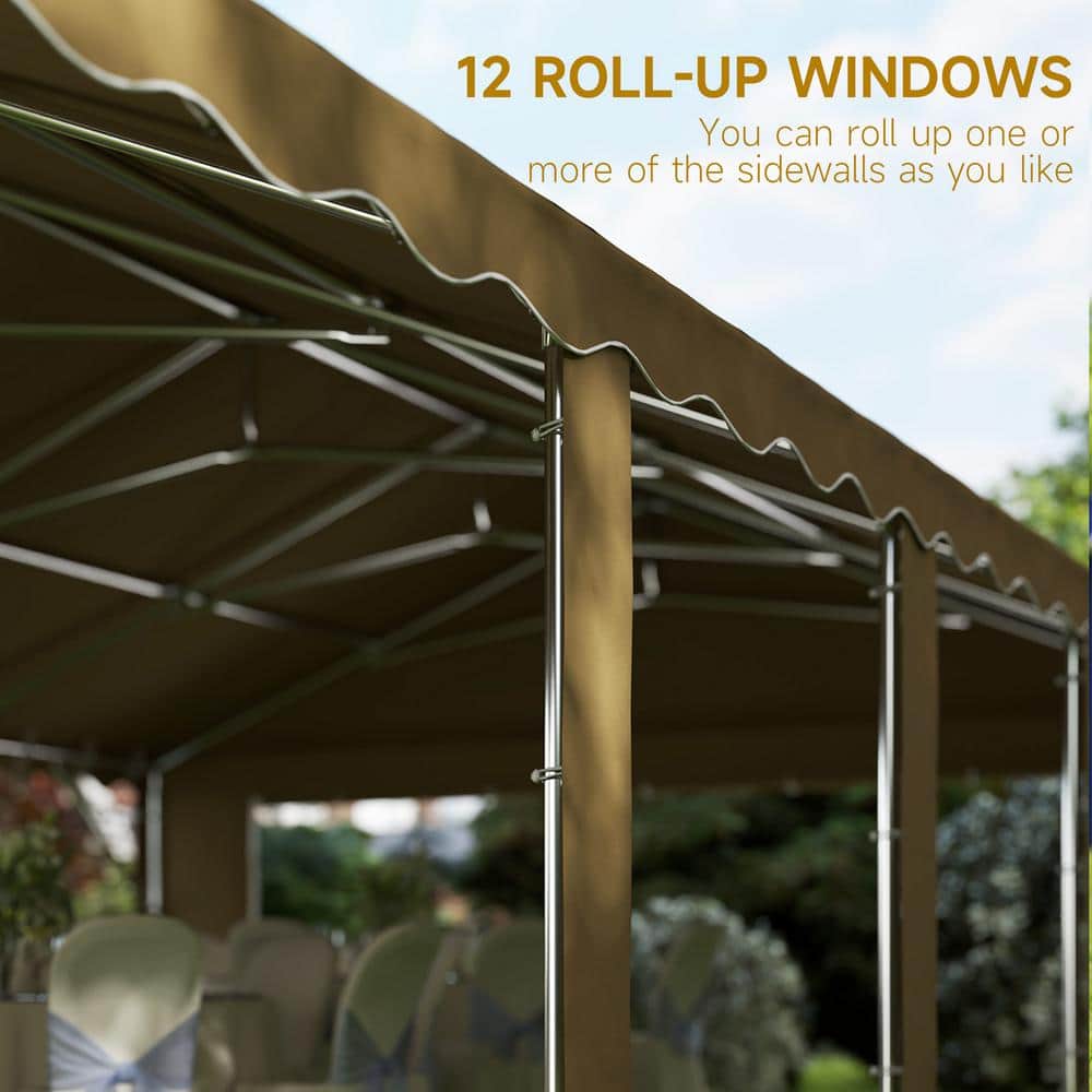 Brown Galvanized Steel 20' x 40' Heavy Duty Party Tent with Removable Sidewalls