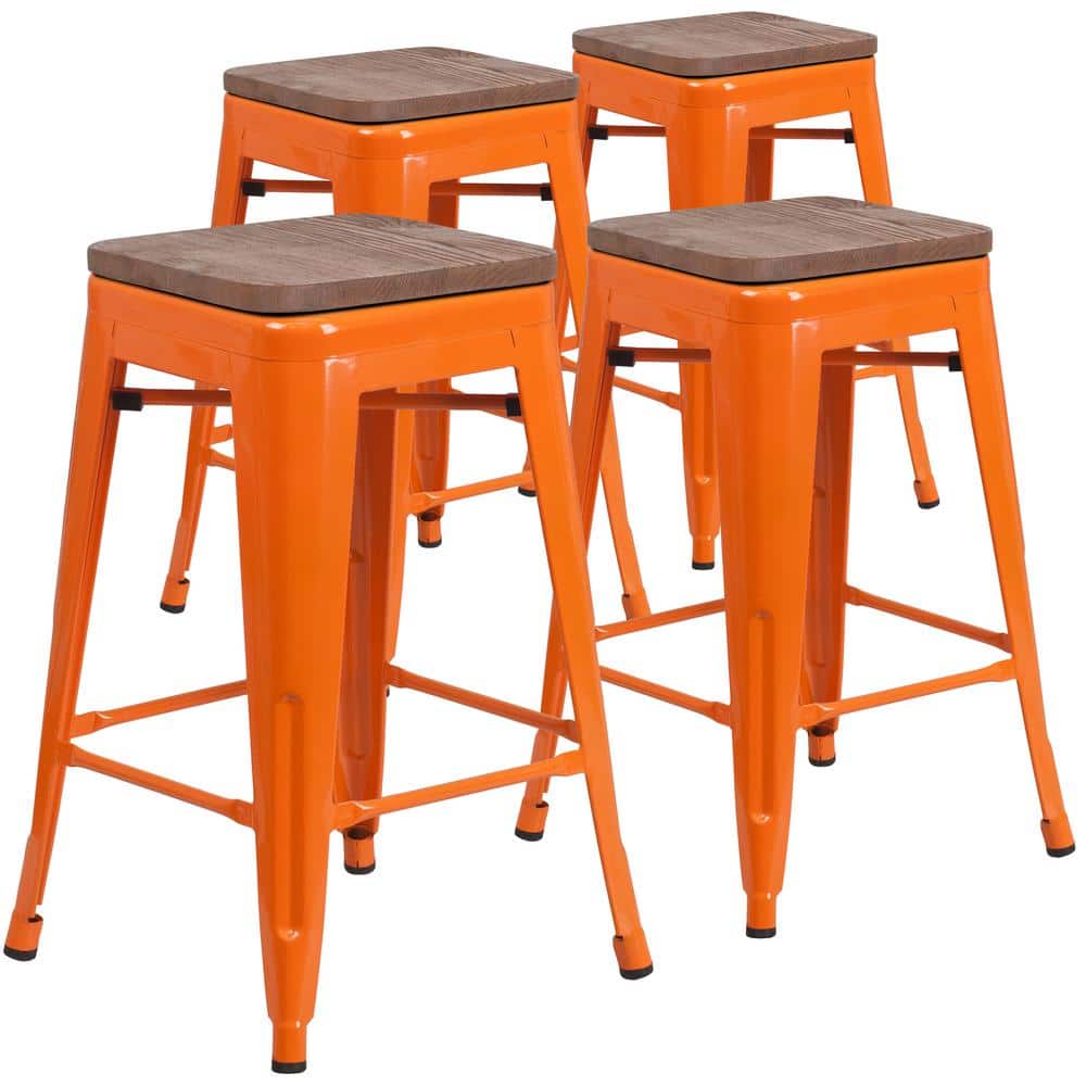 Carnegy Avenue 24 in. Orange Bar Stool 4 packCGACH250676ORHD The Home Depot