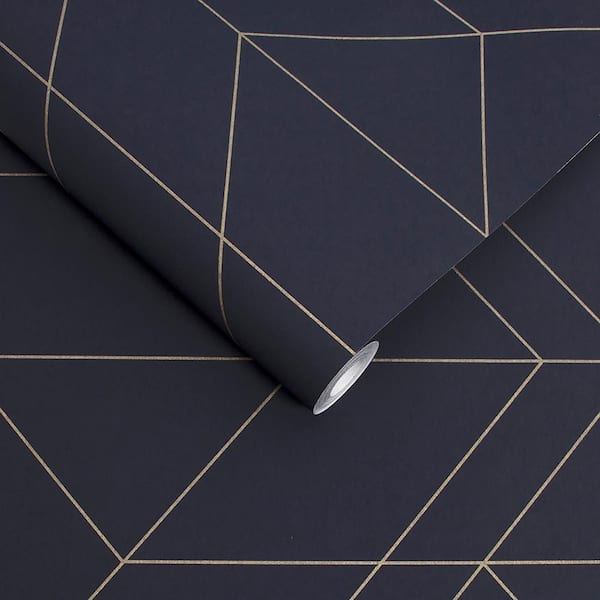 Balance Navy and Gold Nonwoven Paper Paste the Wall Removable Wallpaper