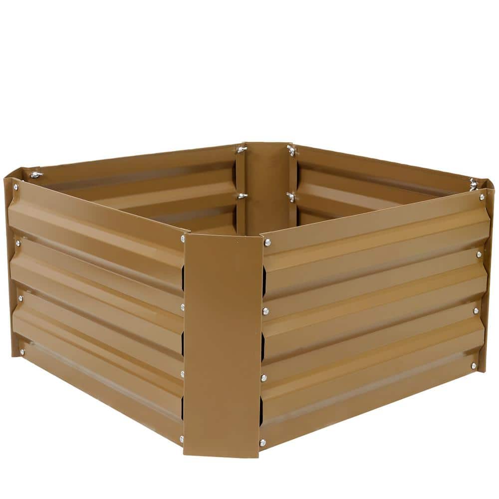 Brown Galvanized Steel Raised Garden Bed for Outdoor Plants