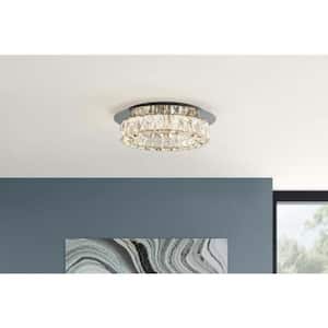 Keighley 13 in. Integrated LED Chrome Flush Mount Ceiling Light Fixture with Crystal Shade