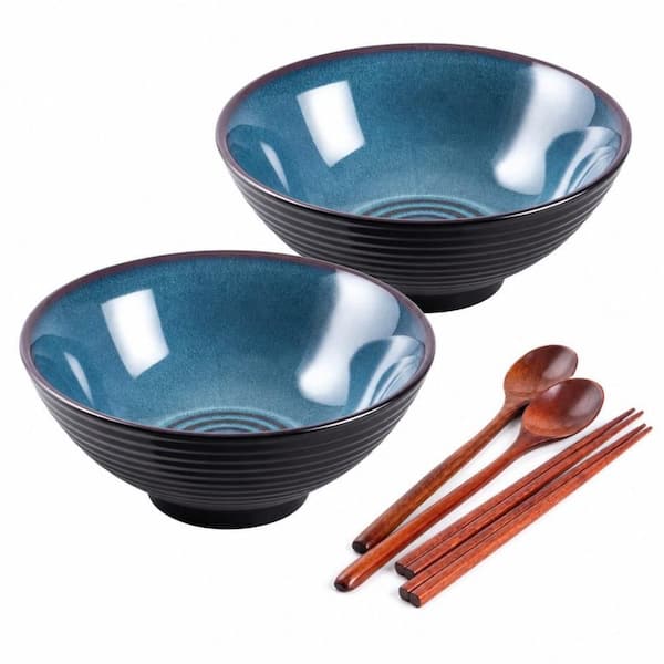 Wudkey Japanese Ramen Bowl Set, 8 in. Diameter, 40 fl. oz Wudkey Japanese Ramen Bowl Set, 8 in. Diameter, 40 fl. oz