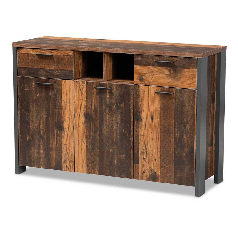 Ranger Rustic Brown Wood and Grey Metal Mid-Century Sideboard