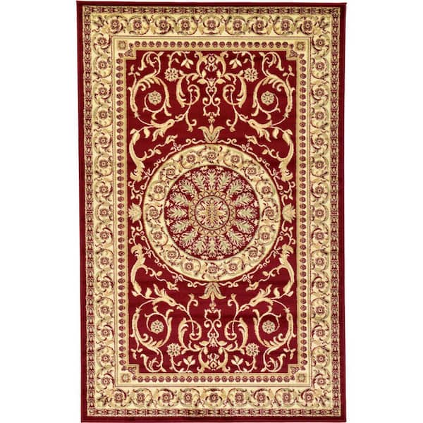 Unique Loom Versailles Napoleon Red 5' 0 x 8' 0 Area Rug