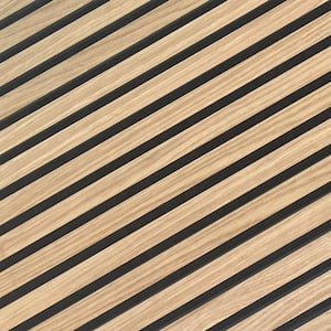 7/8 in. x 23 1/2 in. x 94 1/2 in. Square Edge Decorative Slated Acoustic Wall Panel in Natural Oak