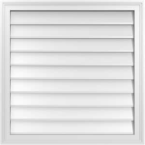 30 in. x 30 in. Vertical Surface Mount PVC Gable Vent: Decorative with Brickmould Frame