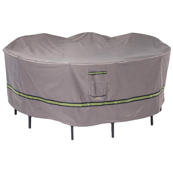 Classic Accessories Duck Covers Soteria 76 in. Grey Round Patio Table with Chairs Cover