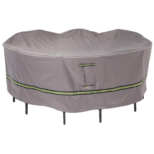 Classic Accessories Duck Covers Soteria 108 in. Grey Round Patio Table with Chairs Cover