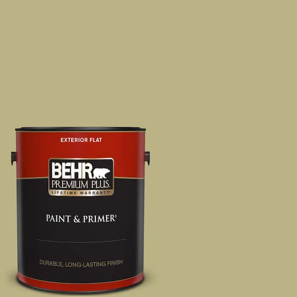 BEHR PREMIUM PLUS 1 gal. #390F-5 Ryegrass Flat Exterior Paint & Primer