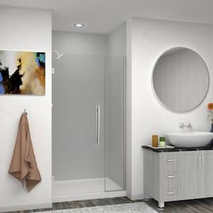 Elizabeth 43 in. W x 76 in. H Hinged Frameless Shower Door in Brushed Stainless with Clear Glass