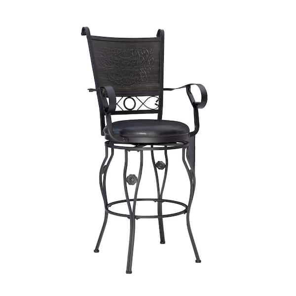 Powell Company Carter Big and Tall Black Metal Barstool with Cushioned Seat