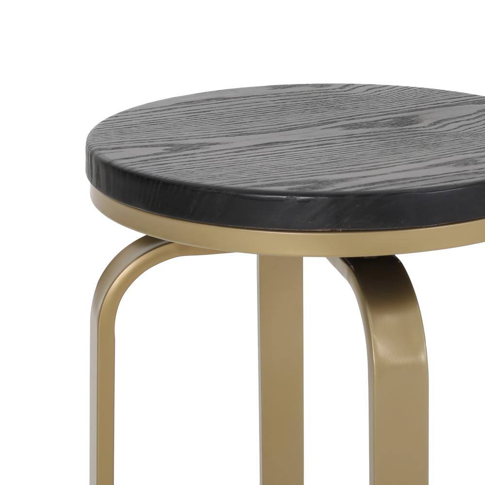 Elegant Backless Swivel Counter Stool Set in Black and Brass