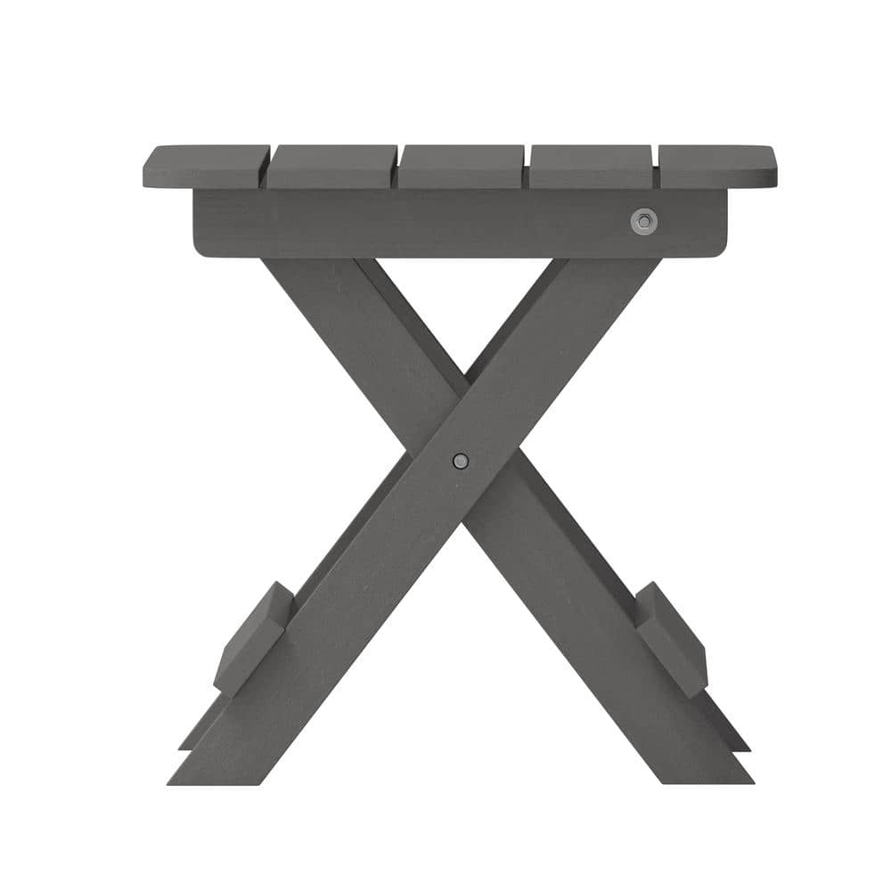 Gray HDPE Folding Adirondack Outdoor Side Table