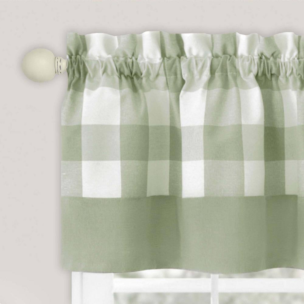 Apple Green Checkered Cotton-Polyester Rod Pocket Valance