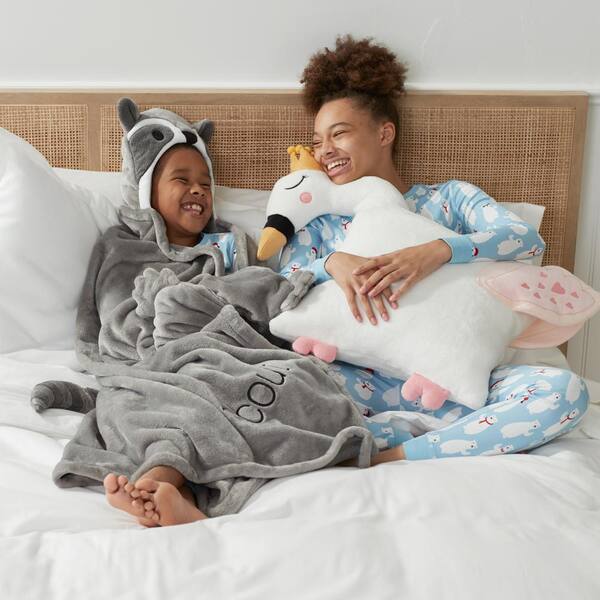 The Company Store Plush Gray Racoon Character Throw Blanket 38293