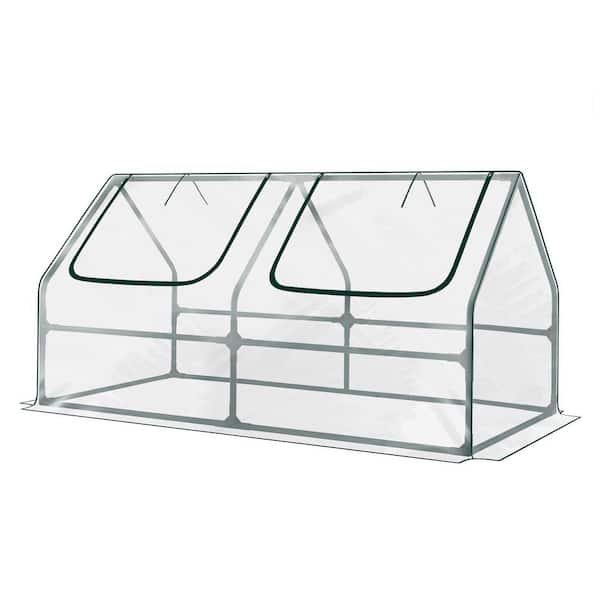 Aoodor 4 ft. W x 2 ft. D x 2 ft. H Portable Mini Greenhouse Kit with 2 Roll-up Zipper Doors, Transparent