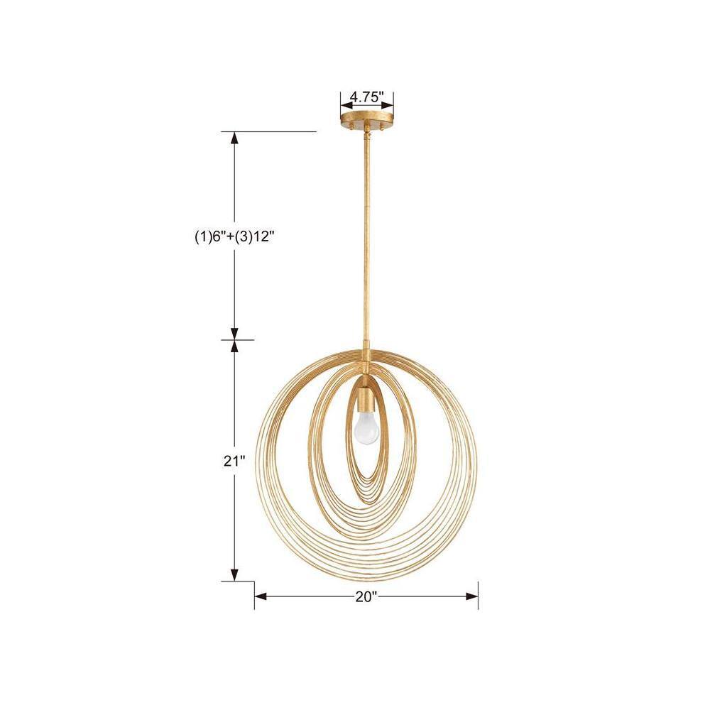 Renaissance Gold Globe Pendant Light with Crystal Accents