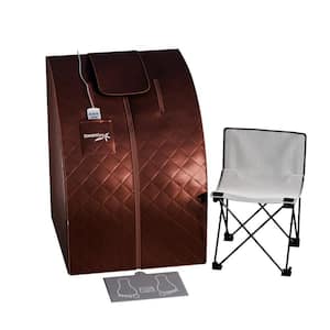 1-Person Indoor Acrylic Portable Infrared Steam Sauna with 2.0L Steam Generator, Chair and Mat in Sunset Finish