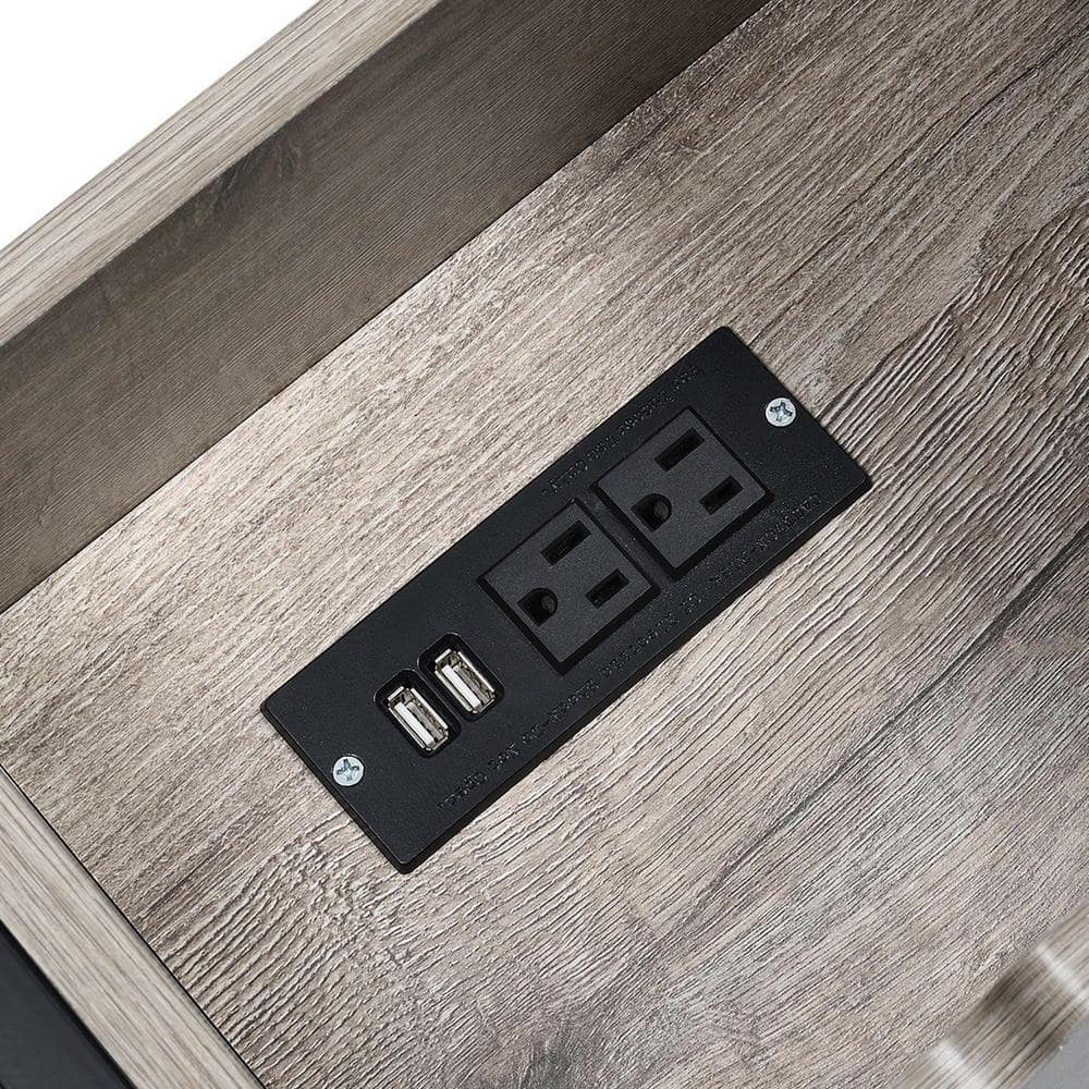 Sandstone Wood End Table with USB Charging Ports