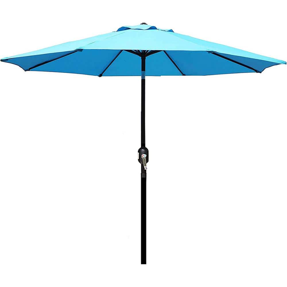 Outdoor Patio Umbrella, Market Striped Umbrella with Push Button Tilt and Crank, Market in Light Blue price history on PriceWatchPro