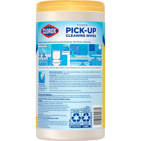 Clorox Power Pick-Up Cleaning Wipes, 2 in 1 Paper Towel and Multipurpose Cleaner, Lemon Verbena, 75 Paper Towel Wipes (3-Pack)