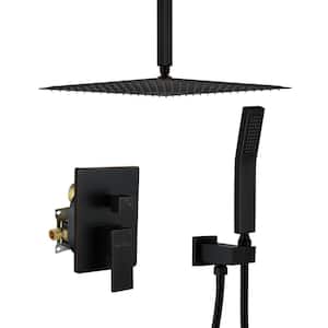 1-Spray Patterns with 2.5 GPM 16 in. Ceiling Mount Dual Shower Heads with Pressure Balance Valve in Oil Rubbed Bronze