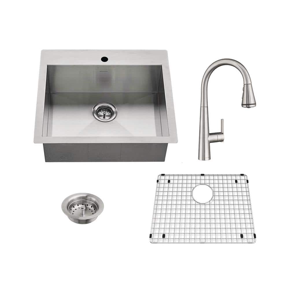 Edgewater All-in-One Undermount Stainless Steel 25 in.1-Hole Single Bowl Ki