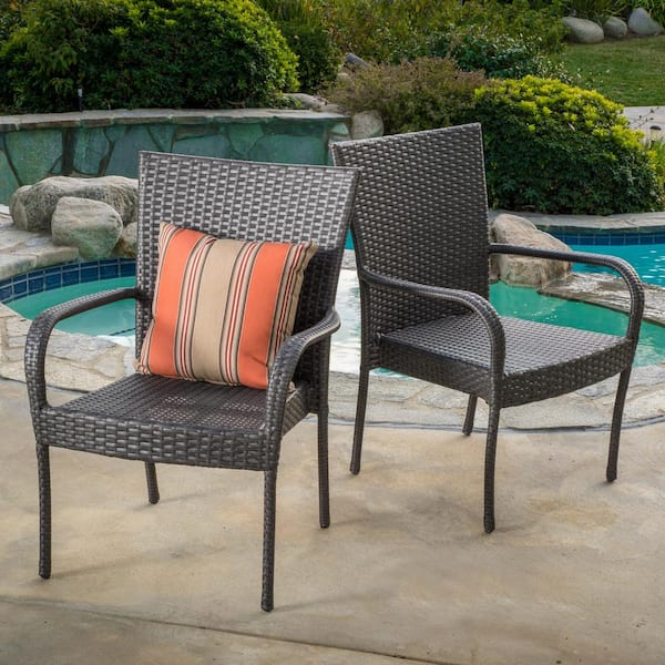 Noble House Gray Stackable Plastic Outdoor Dining Chair Set Of 2 12405 - Patio Furniture Set With Stackable Chairs