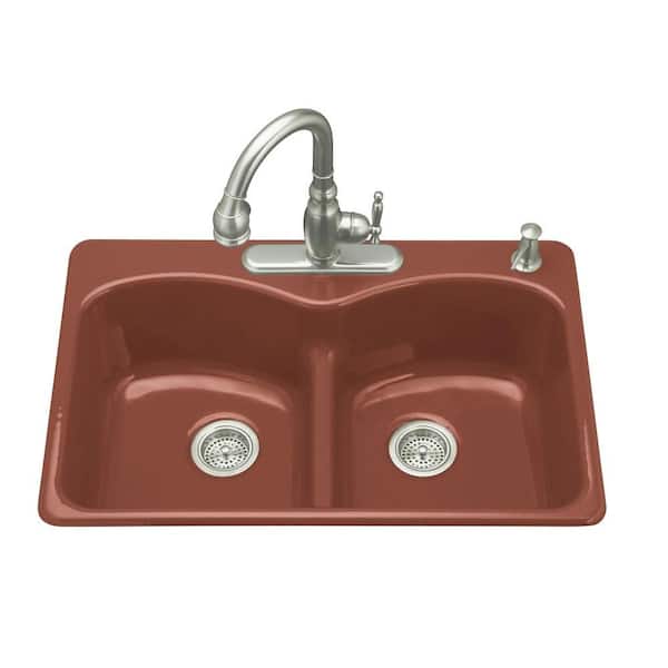 KOHLER Langlade Smart Divide Self-Rimming 33 in. x 22 in. x 9.625 in. Double Bowl Kitchen Sink