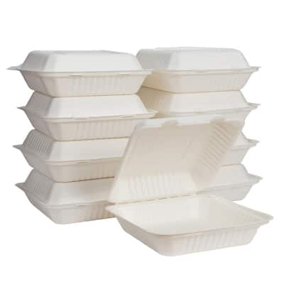 PAMI Sugarcane 100% Biodegradable 8 Clamshell Food Containers With