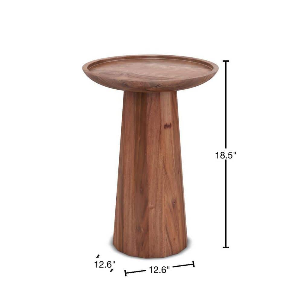Dayton 13'' Round Light Cognac Solid Acacia Wood Accent Table