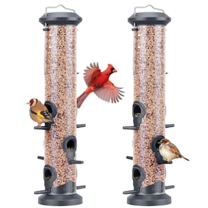 Tube Feeders with 6 Feeding Ports for Outdoors Hanging Wild Bird Feeder (2-Pack)