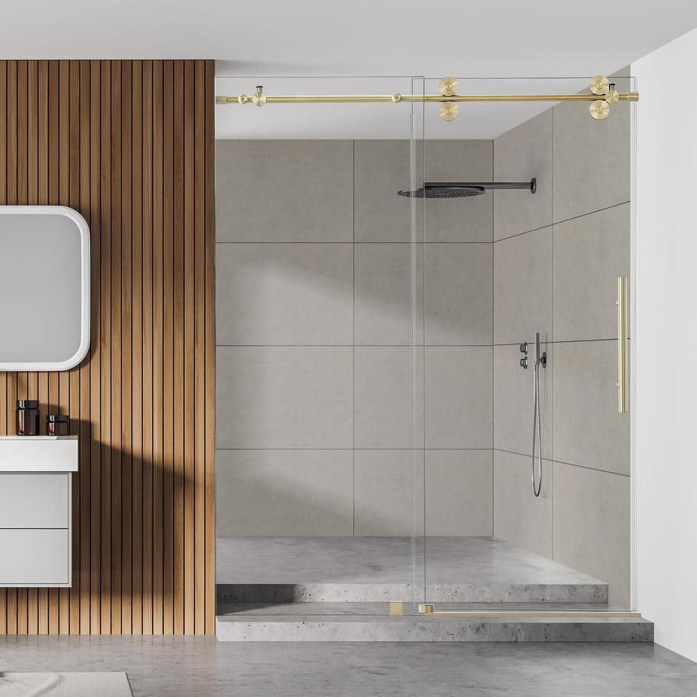 Altair Lazaro 60" Gold Frameless Sliding Shower Door