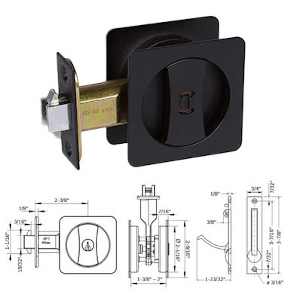 Matte Black Universal Handing Privacy Pocket Door Lock