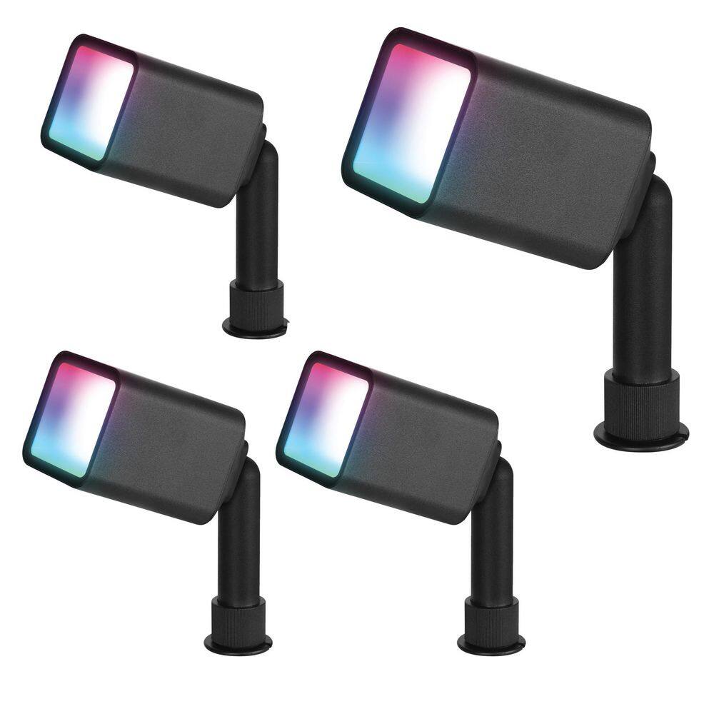 12-Volt Integrated LED Outdoor Spotlight Smart Wi-Fi Connected Wireless Color and Tunable White No Hub Required 4-Pack price history on PriceWatchPro