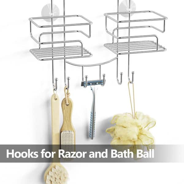 Dracelo 11.8 in. W x 3.8 in. D x 25.6 in. H Black Shower Caddy Hanging Over Head, Bathroom Shower Organizer Shower Rack