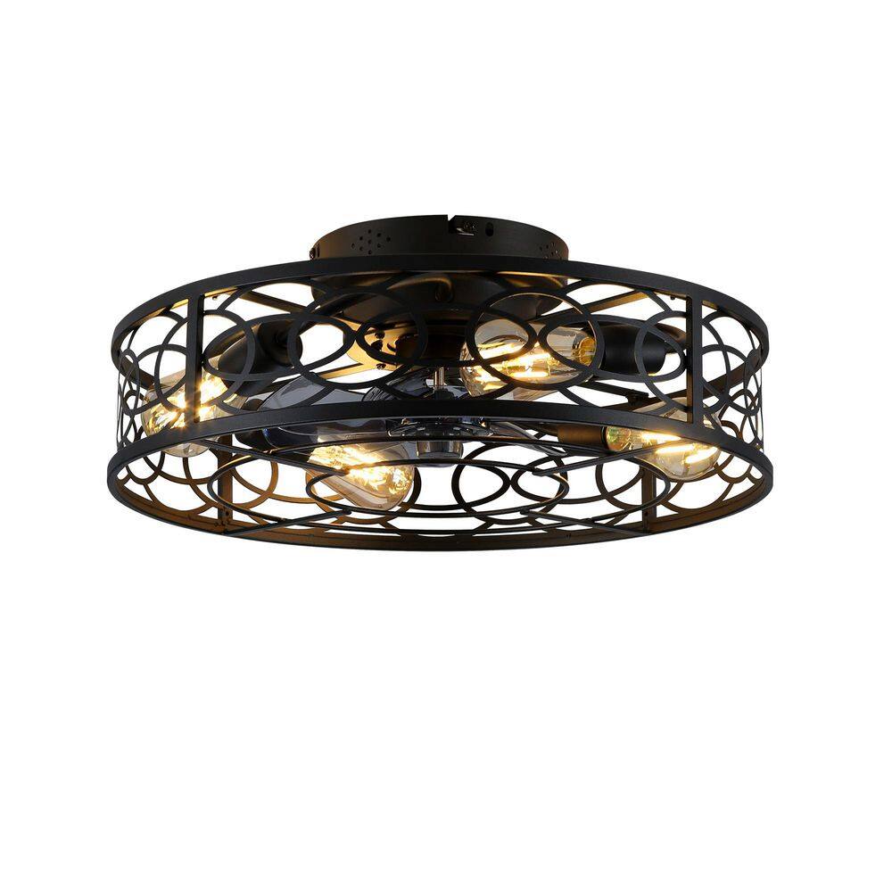 20 in. Indoor Vintage Retro Flush Mount Black Ceiling Fan Light with Remote Control price history on PriceWatchPro