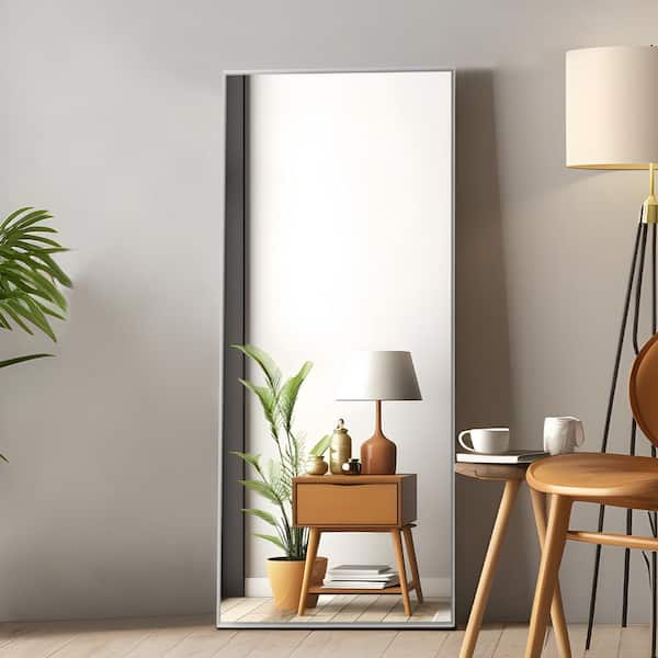 Lirago 22 in. W x 47 in. H Rectangular Metal Framed Bathroom Wall Mirror in Silver