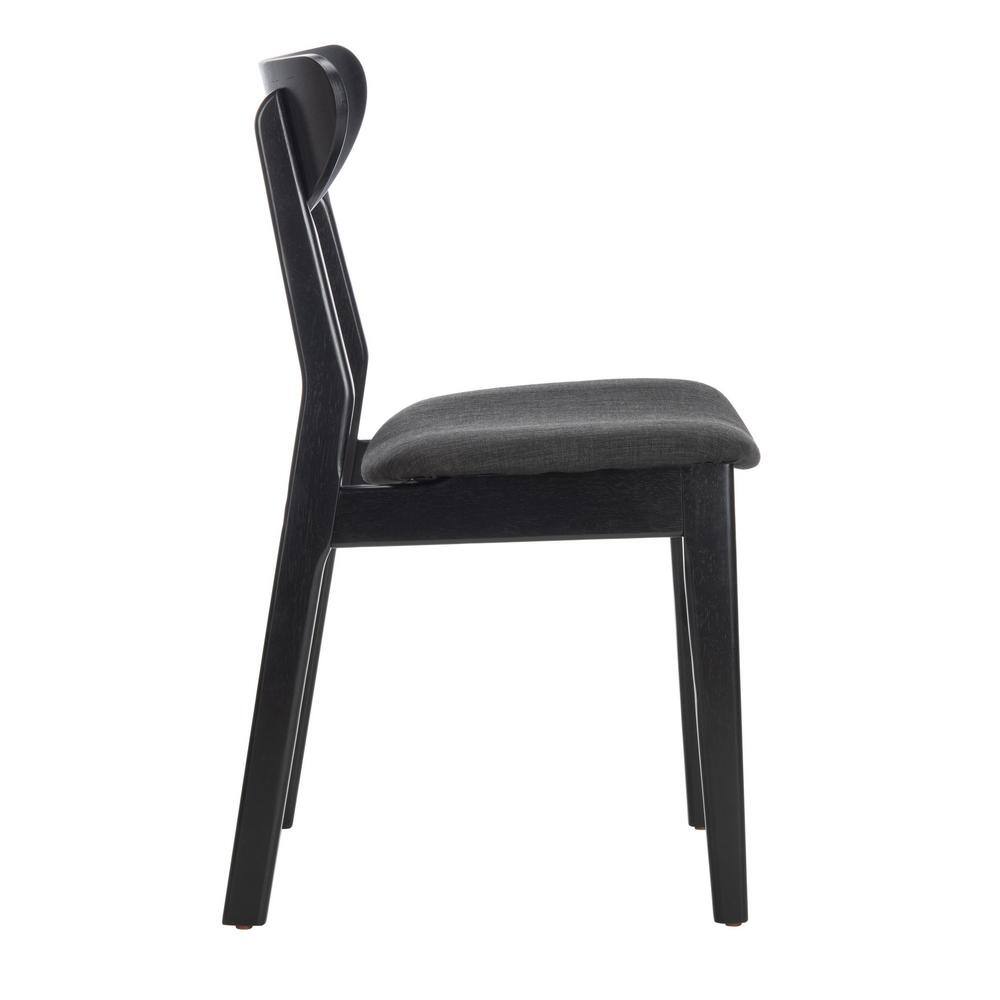 Transitional Black Wood Upholstered Side Chair Set of 2