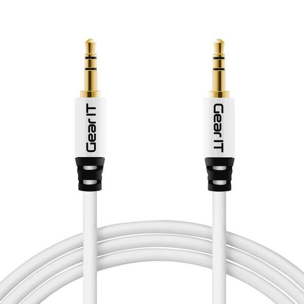 GearIt 25 ft. 3.5 mm Male to Male Aux Stereo Audio Cable - White (2-Pack)
